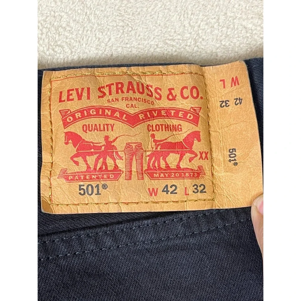Levis Jeans Mens 42x32 Black 501‎ XX Denim Button Fly Casual Straight Adult